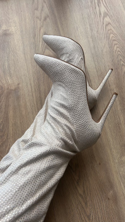 BEYONCE beige, bota alta tacón