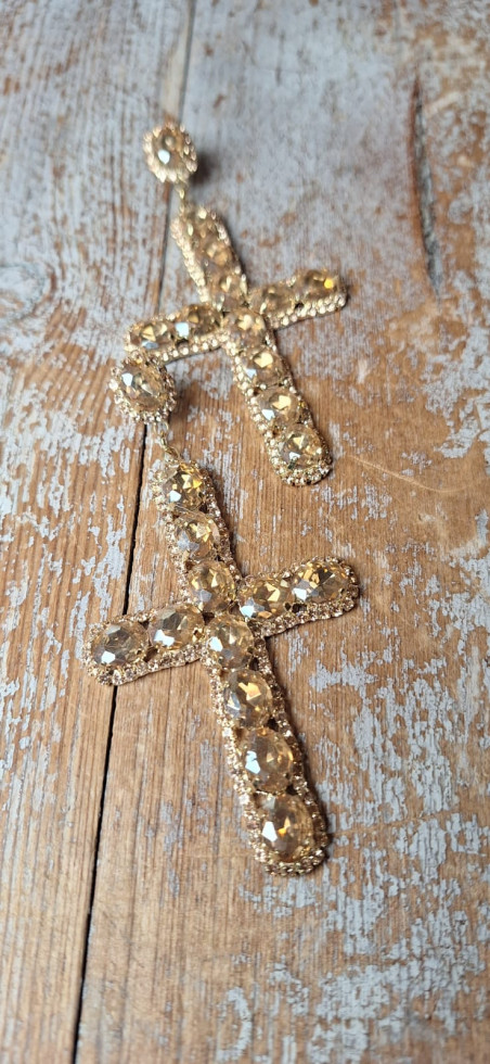 CRUZ dorada, pendientes