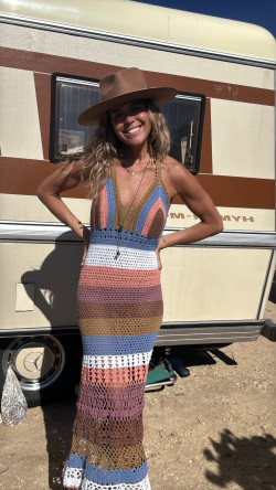 ELMO azul, vestido largo crochet