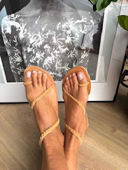 JUNK beige, sandalia trenzada