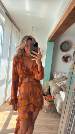 ANAT burdeos/mostaza , vestido asimétrico