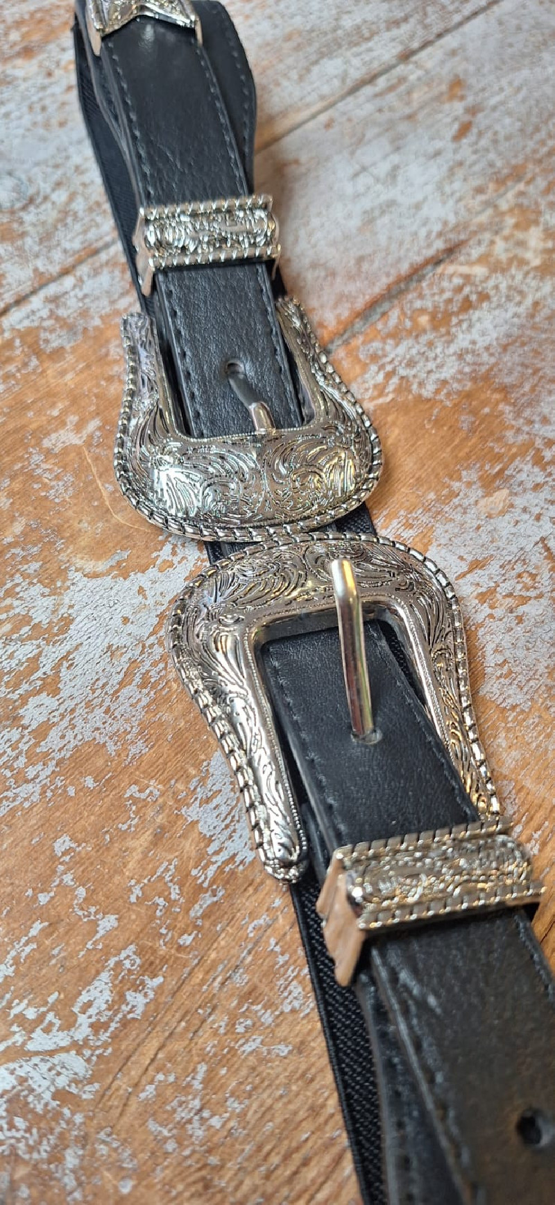 ROCK, plata, cinturón doble hebilla