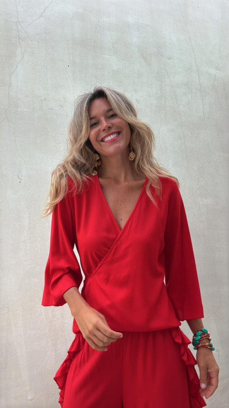 PUMBA rojo, blusa cruzada