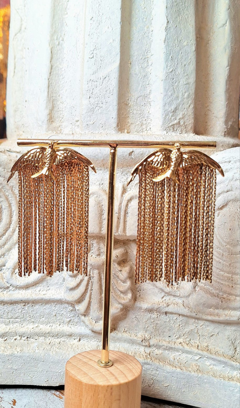 BIRD pendientes dorados