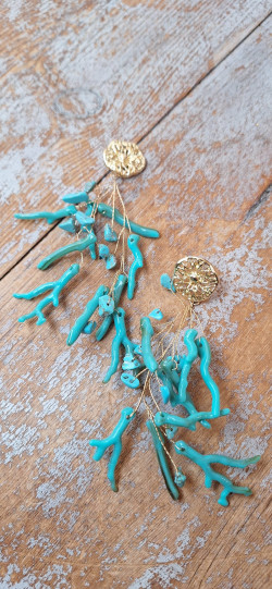 CORAL turquesa, pendientes