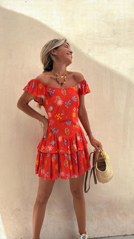 JACINTA naranja, vestido corto