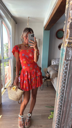 JACINTA naranja, vestido corto