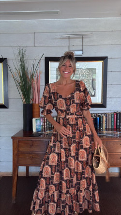 SOLTA negro/dorado, vestido largo