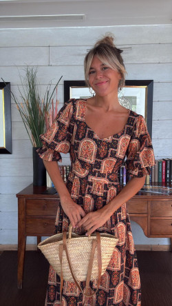 SOLTA negro/dorado, vestido largo