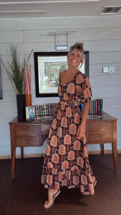 SOLTA negro/dorado, vestido largo