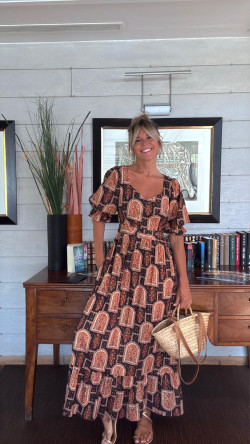 SOLTA negro/dorado, vestido largo