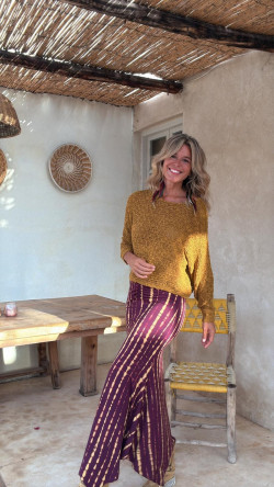 PABEL falda  burdeos/limon tie dye,