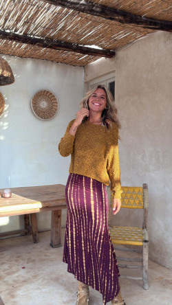 PABEL falda  burdeos/limon tie dye,