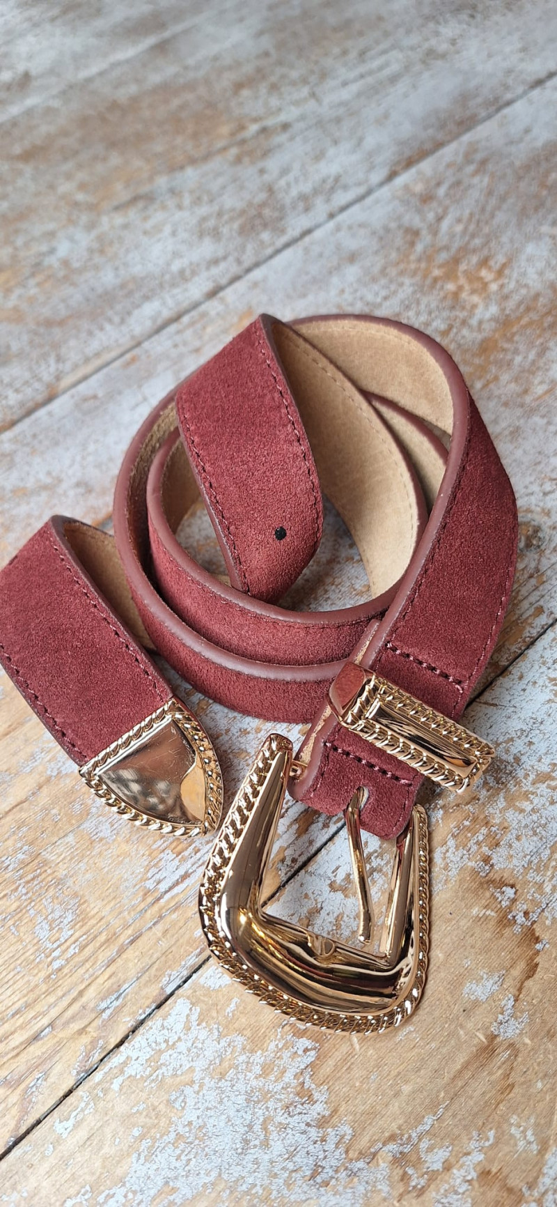 DANFRI cinturón piel, burdeos