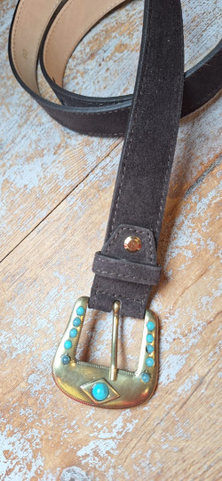 SOFER cinturón mocca/ turquesa