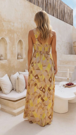 EDIL , vestido largo amarillo/beig