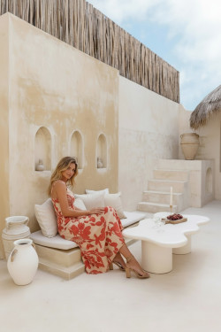 CORCEGA beige/coral, vestido largo