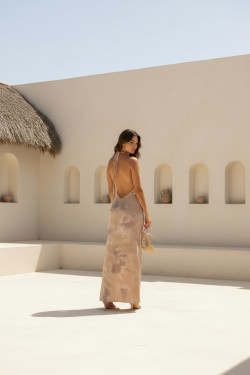 TARIK tie beige, vestido largo